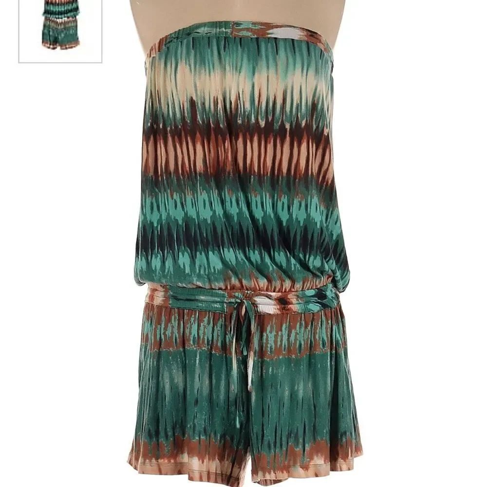 Teal Tye Dye Shorts Romper - Elastic Band Waist - NEVER Worn - Size Small